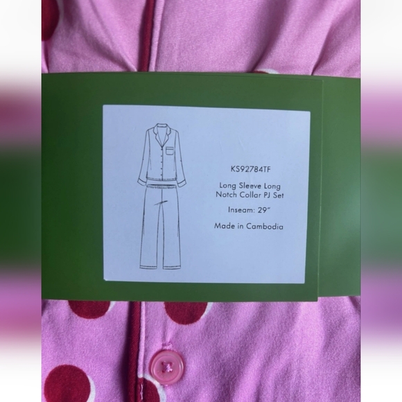 Kate Spade Pink/Red Polka Dot Pajama Set, NWT - Picture 2 of 3